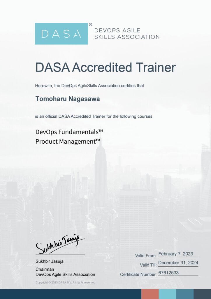 DASA Accredited Trainer - Tomoharu Nagasawa